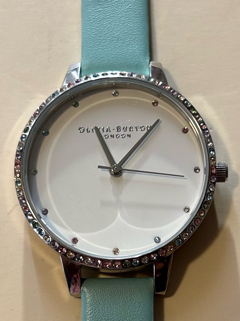 Olivia Burton Watch With 34mm White Face & Terquise Blue Leather Band